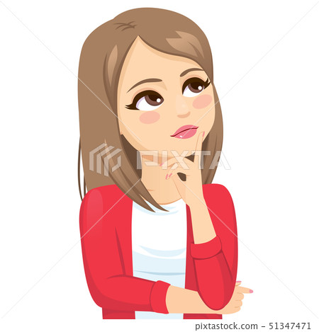 Thinking teenager woman looking away Thinking teenager woman looking away 51347471