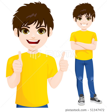 Teenager boy standing with arms crossed Teenager boy standing with arms crossed 51347472