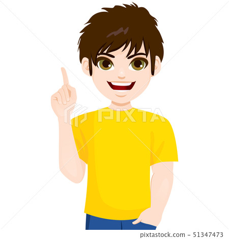 Teenager boy in casual clothes pointing up 51347473