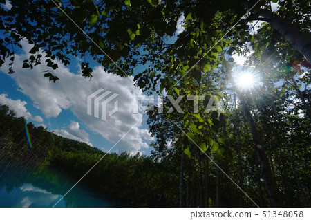 Blue pond reflected by clouds and sky (Hokkaido, Mikasa) Blue pond reflected by clouds and sky (Hokkaido, Mikasa) 51348058