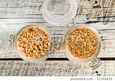 Dry bulgur wheat grains. Dry bulgur wheat grains. 51348818