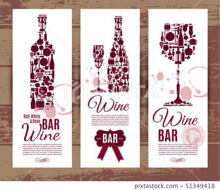Wine bar menu card....Banners set vector illustration. 51349418