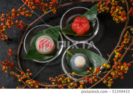 Japanese sweets Japanese Japanese traditional sweets (wagashi) Japanese sweets Japanese Japanese traditional sweets (wagashi) 51349433