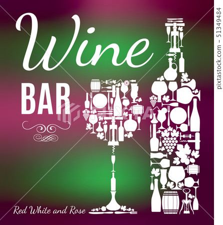 Vine flat background. Wine bar composition. 51349484