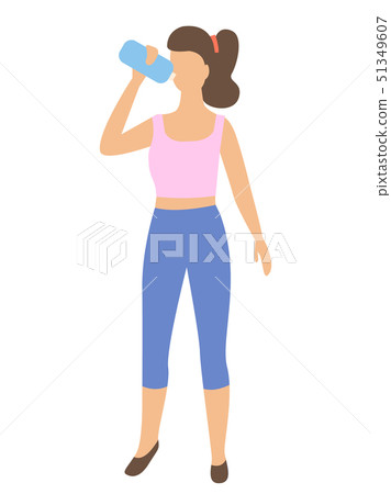 Sportive Woman Drinking Water from Bottle Isolated Sportive Woman Drinking Water from Bottle Isolated 51349607