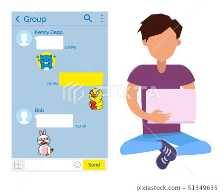 Teenage Boy, Teenager Chatting KakaoTalk Messenger Teenage Boy, Teenager Chatting KakaoTalk Messenger 51349635