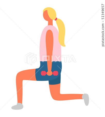 Woman Exercising with Heavy Dumbbells Isolated 51349657