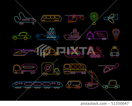 Transport neon vector icons Transport neon vector icons 51350047