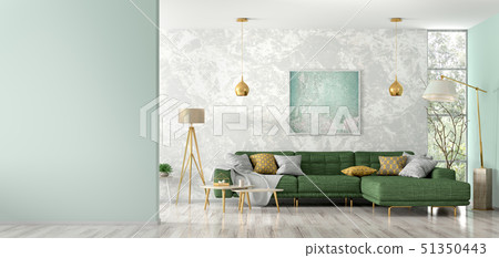 Interior Of Living Room With Green Sofa ภาพประกอบสต อก Smarter Ping Better Living Aliexpress Com