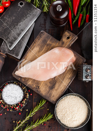 Fresh Raw Organic Chicken Fillet Breast on vintage 51351354