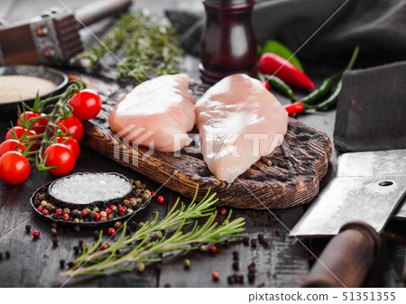 Fresh Raw Organic Chicken Fillet Breast on vintage 51351355