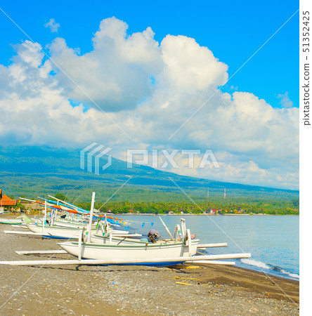 Fishing boats, Bali beach, Agung 51352425