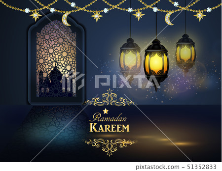 Ramadan hanging shiny lanterns poster Ramadan hanging shiny lanterns poster 51352833