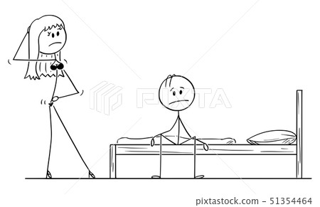 Vector Cartoon of Impotent Man Sitting..