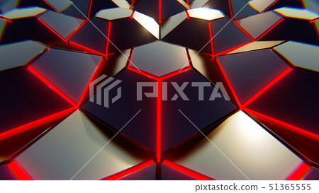 Black blue and orange hexagons background. Modern 51365555