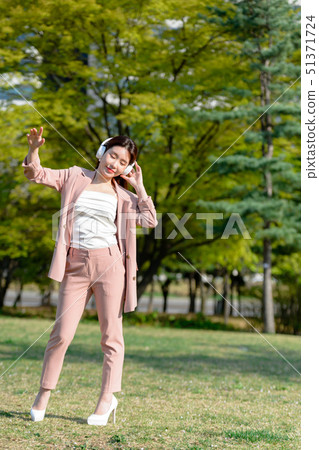 Korean women's expression, lifestyle, relaxation in park 51371724