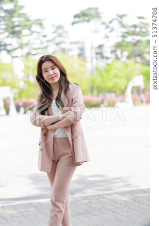 Korean women's expression, lifestyle, relaxation in park 51374708
