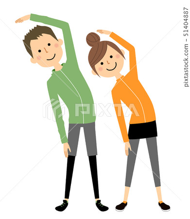 Young couple stretching Young couple stretching 51404887