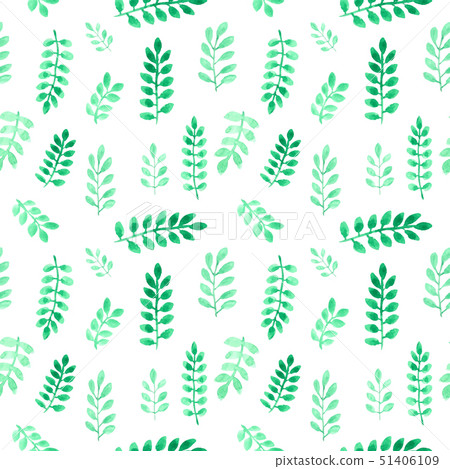 Seamless pattern with leaves watercolor background - Stock Illustration ...