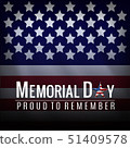 Memorial Day background with American national flag, stars and stripes. Template for Memorial Day 51409578