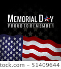 Memorial Day background with American national flag, stars and stripes. Template for Memorial Day 51409644