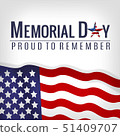 Memorial Day background with American national flag, stars and stripes. Template for Memorial Day 51409707
