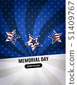 Happy Memorial Day Background. Abstract Flag Banner with stars. Vector illustration 51409767