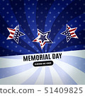 Happy Memorial Day Background. Abstract Flag Banner with stars. Vector illustration 51409825