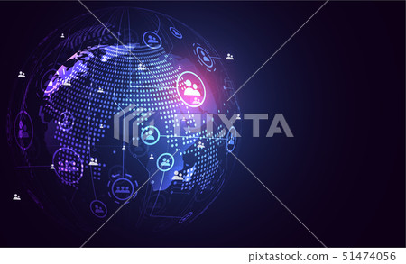 Global network connection. World map point Global network connection. World map point 51474056