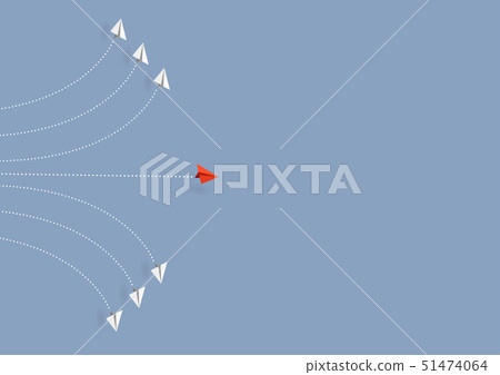 Business concept. Red paper airplane flying 51474064