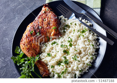 Roasted Chicken Leg Quarter with Cauliflower rice 51487188