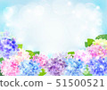 Hydrangea and sky blue soap bubble background 51500521