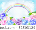 Hydrangea and rainbow light and soap bubble background 51503129