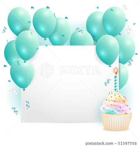 empty card decorated with cupcake and balloons empty card decorated with cupcake and balloons 51597558