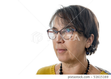 portrait of brunette mature woman with eyeglasses portrait of brunette mature woman with eyeglasses 51615169