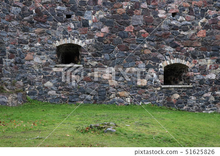 Suomenlinna thick fortress walls in Helsinki. Suomenlinna thick fortress walls in Helsinki. 51625826