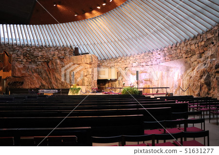 Interior of Temppeliaukion Church in Helsinki. Interior of Temppeliaukion Church in Helsinki. 51631277