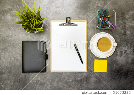 Top view of business desk Top view of business desk 51633223