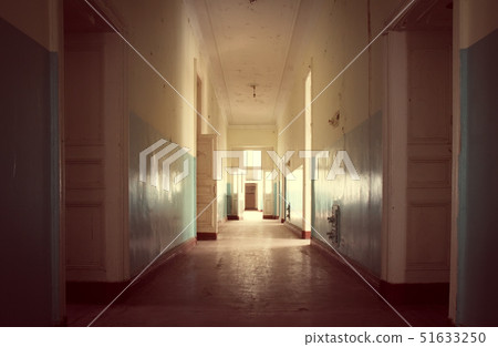 Abandoned long corridor and room in old house Abandoned long corridor and room in old house 51633250
