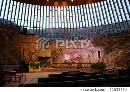 Interior of Temppeliaukion Church in Helsinki. Interior of Temppeliaukion Church in Helsinki. 51635564