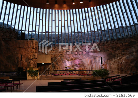 Interior of Temppeliaukion Church in Helsinki. Interior of Temppeliaukion Church in Helsinki. 51635569