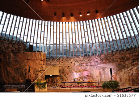Interior of Temppeliaukion Church in Helsinki. Interior of Temppeliaukion Church in Helsinki. 51635577