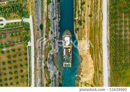 Ship passing through Corinth Canal in Greece 51639993