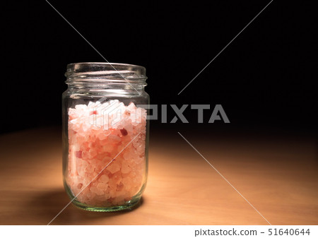 Pink salt from Bolivian in a glass jar 51640644