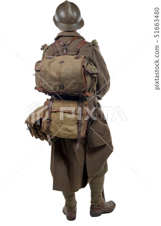 french soldier 1940 isolated on white background, french soldier 1940 isolated on white background, 51663480