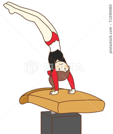 Female gymnast playing a jumping horse 51690060