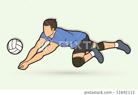 Man volleyball player action cartoon graphic Man volleyball player action cartoon graphic 51692115