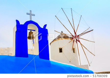 Oia windmill in Santorini island, Greece Oia windmill in Santorini island, Greece 51708309