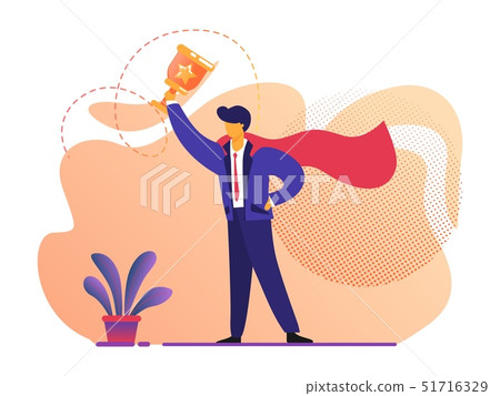 Man in Superhero Red Cloak Holding Gold Goblet 51716329