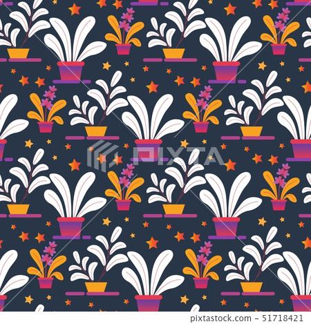 Seamless Creative Pattern of Homeplants in Pots - Stock Illustration ...